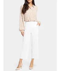 NYDJ Petite Size Stretch Linen Blend High Rise Wide Leg Cargo Crop Pants