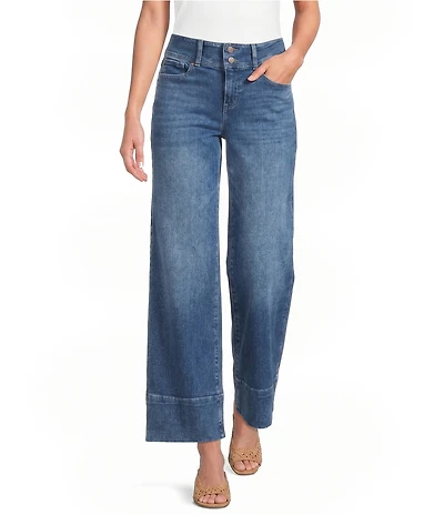 NYDJ Petite Size Teresa Double Button Wide Leg Jeans