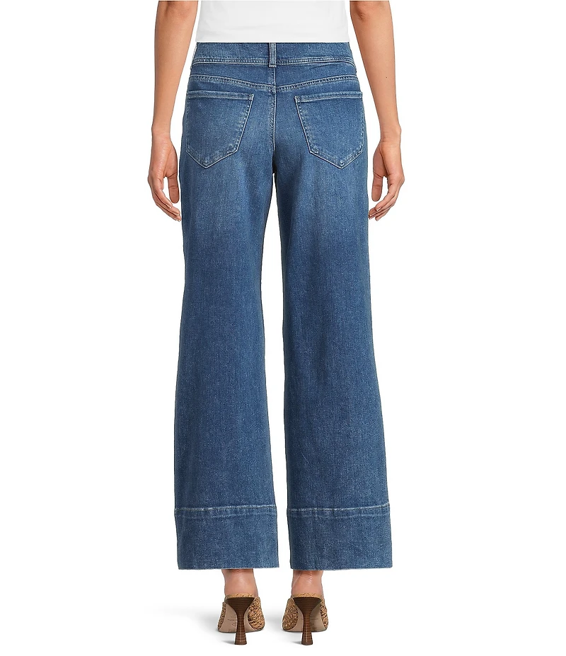 NYDJ Petite Size Teresa Double Button Wide Leg Jeans