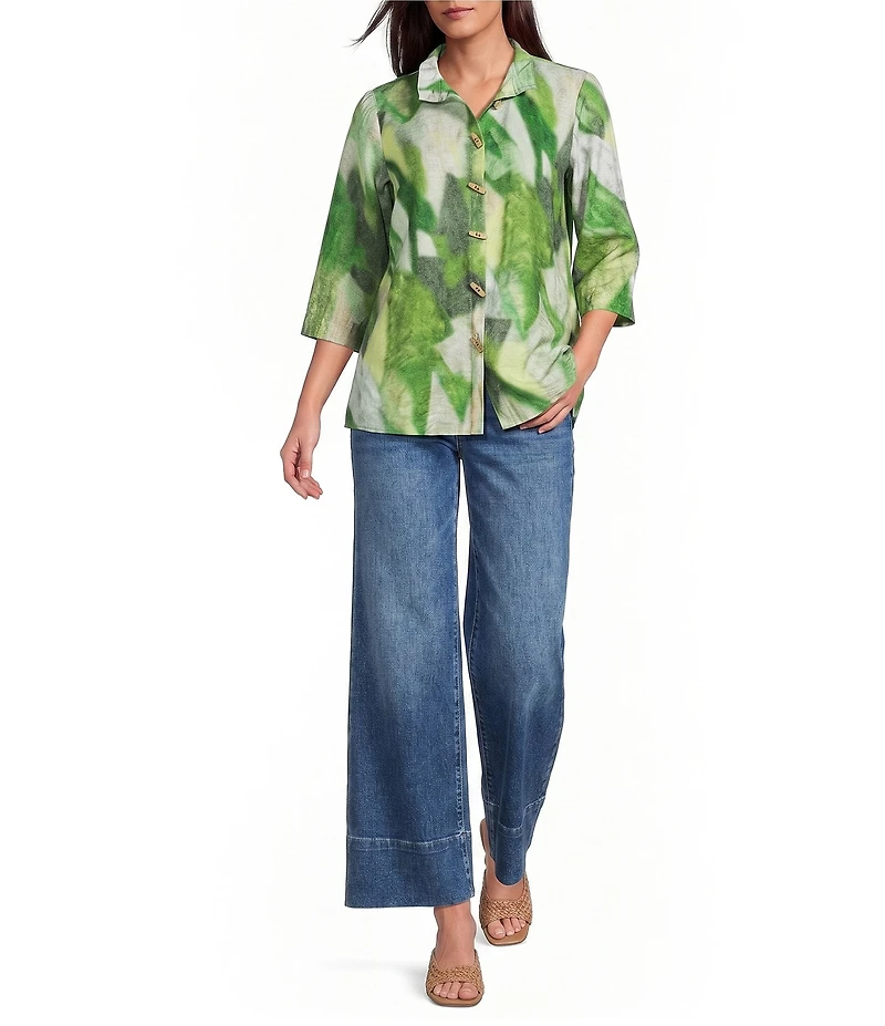 NYDJ Petite Size Teresa Double Button Wide Leg Jeans