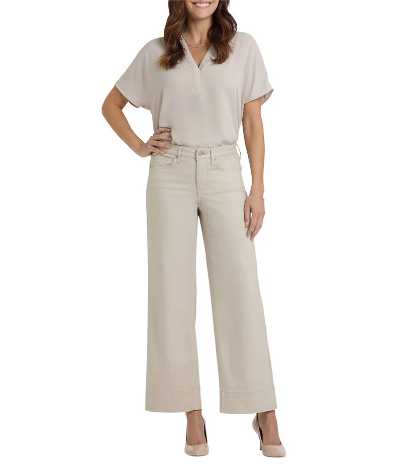 NYDJ Petite Size Teresa Lift Tuck® Stretch Denim Wide Leg Ankle Length Jeans