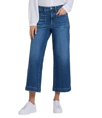 NYDJ Petite Size Teresa Lift Tuck® Technology Stretch Denim High Rise Wide Leg Ankle Jeans