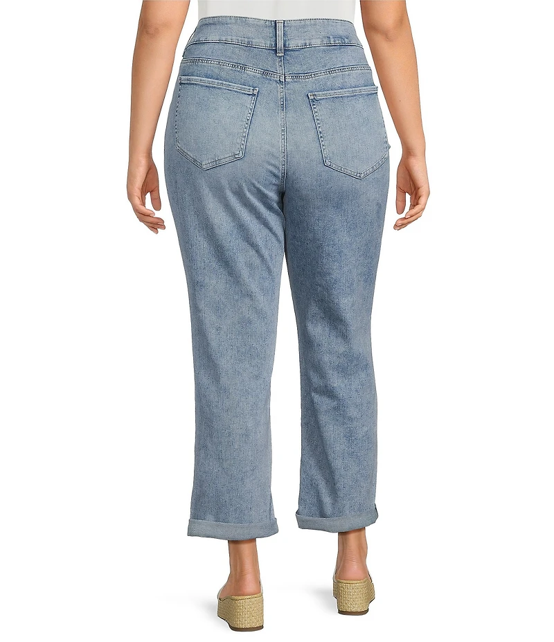 NYDJ Plus Size Bailey Stretch Denim Lift Tuck® Technology High Rise Straight Leg Cropped Jeans