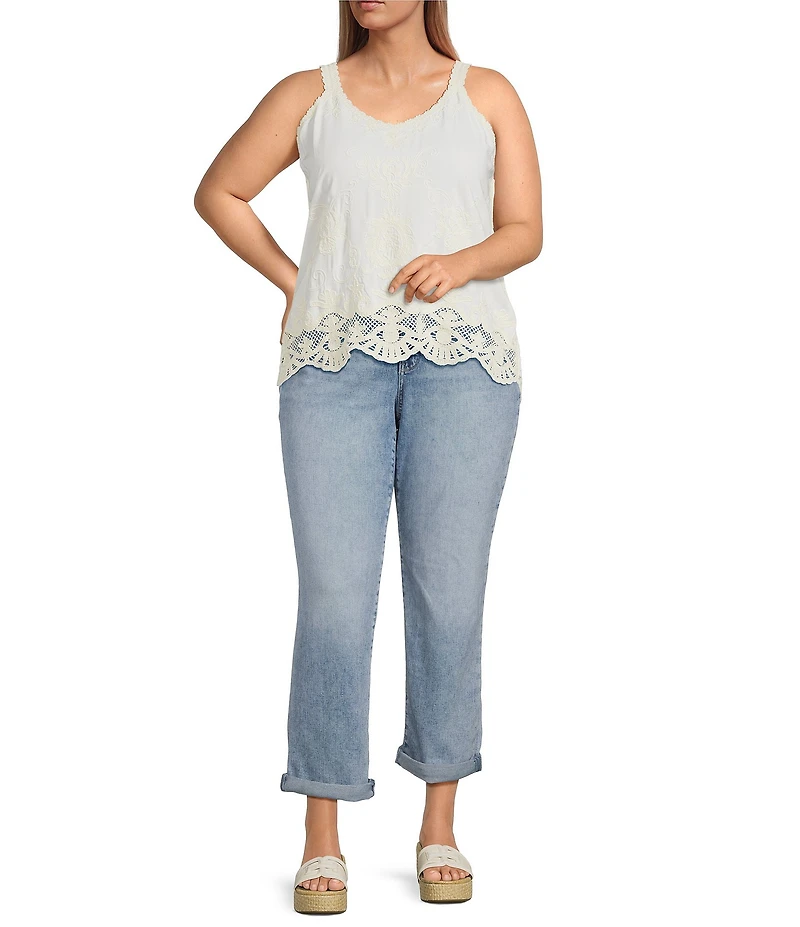 NYDJ Plus Size Bailey Stretch Denim Lift Tuck® Technology High Rise Straight Leg Cropped Jeans