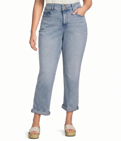 NYDJ Plus Size Bailey Stretch Denim Lift Tuck® Technology High Rise Straight Leg Cropped Jeans