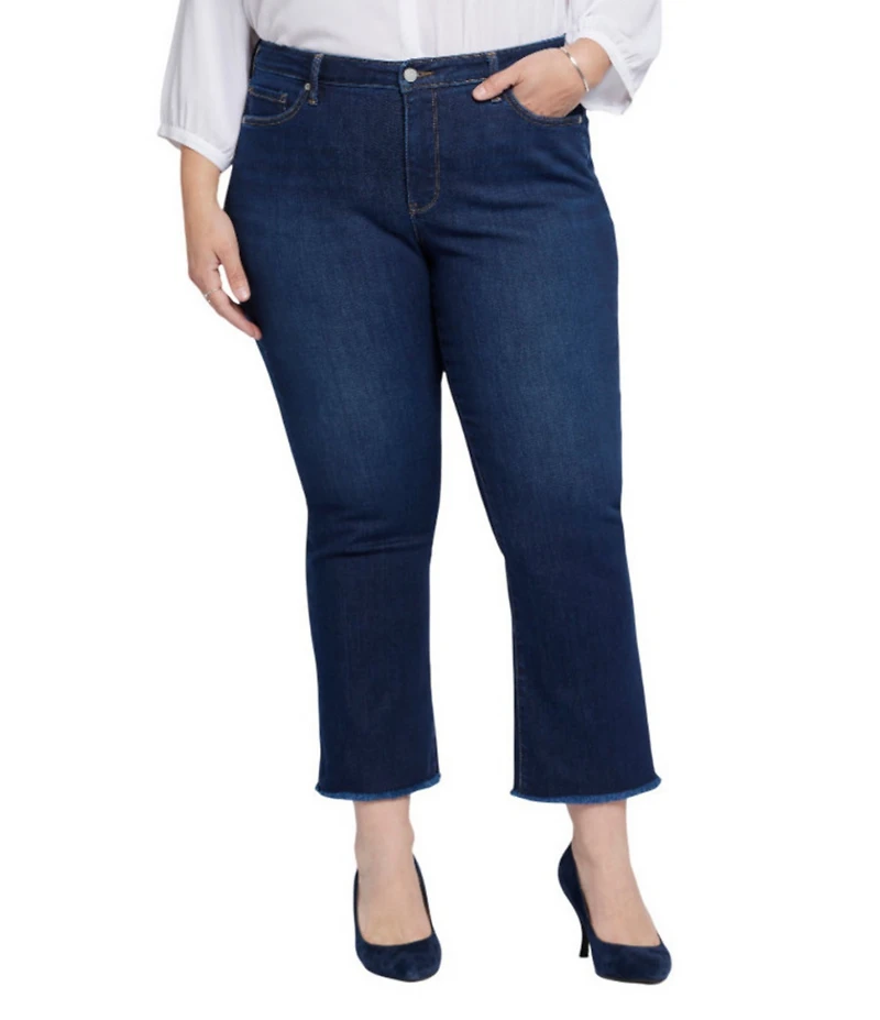 NYDJ Plus Size Barbara Frayed Hem Cropped Flare Jeans