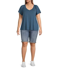 NYDJ Plus Size Briella Stretch Denim Lift Tuck® Mid Rise Roll Cuff Shorts