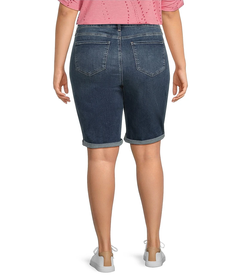 NYDJ Plus Size Briella Stretch Denim Lift Tuck® Mid Rise Roll Cuff Shorts