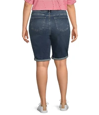 NYDJ Plus Size Briella Stretch Denim Lift Tuck® Mid Rise Roll Cuff Shorts