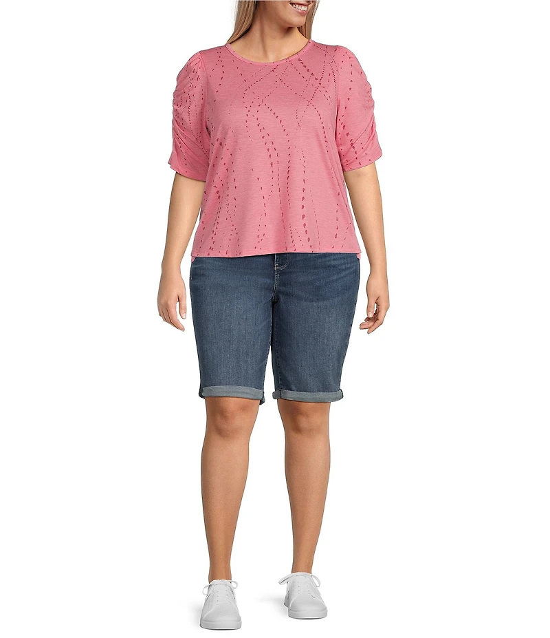 NYDJ Plus Size Briella Stretch Denim Lift Tuck® Mid Rise Roll Cuff Shorts