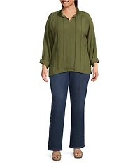NYDJ Plus Size Brooke Loose Straight Leg Rhinestone Side Seam Detail Jeans