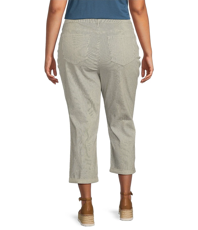 NYDJ Plus Size Chloe Lift Tuck® Technology Luarca Stripe Slim Leg Cuff Capri Jeans