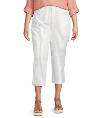 NYDJ Plus Size High Rise Straight Leg Relaxed Fit Cropped Stretch Denim Jeans