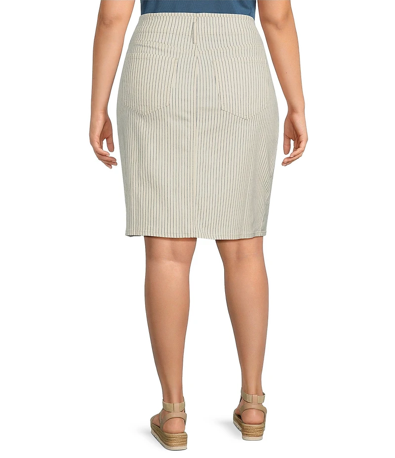 NYDJ Plus Size Hollywood High Waist 4-Pocket Style Stripe A-Line Skirt