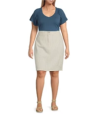 NYDJ Plus Size Hollywood High Waist 4-Pocket Style Stripe A-Line Skirt