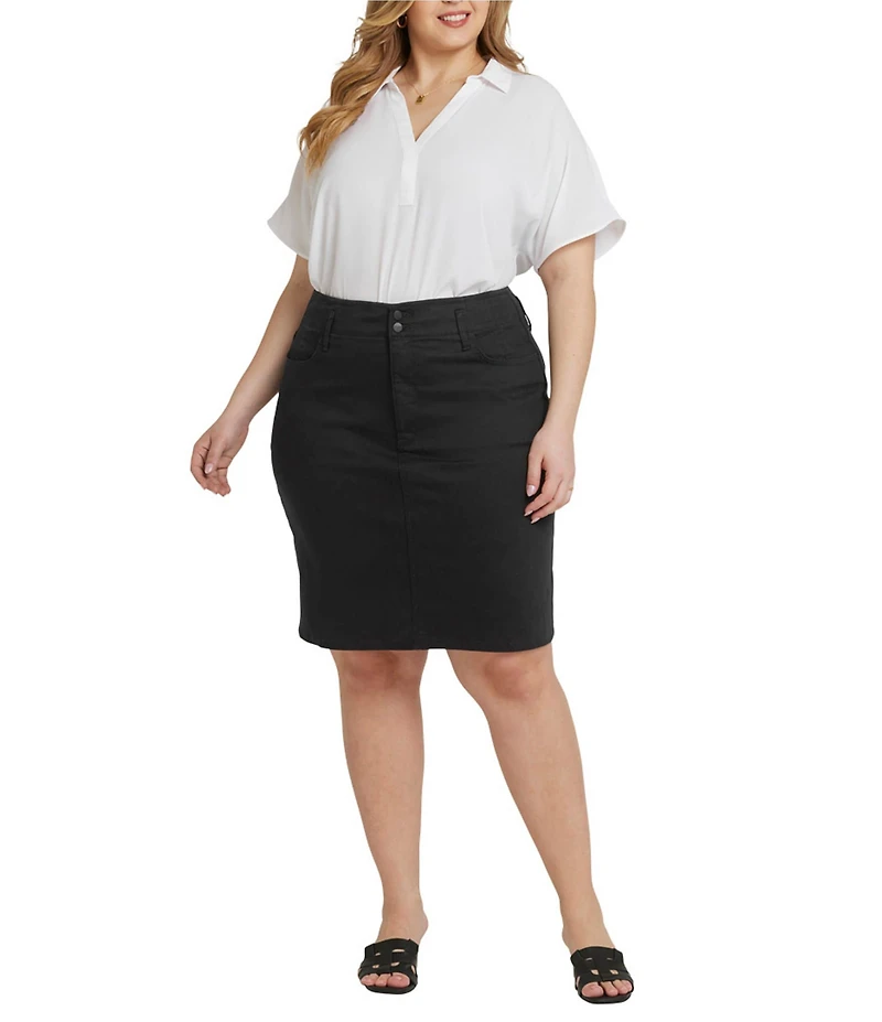 NYDJ Plus Size Hollywood High Waisted 4-Pocket Style Pencil Denim Skirt