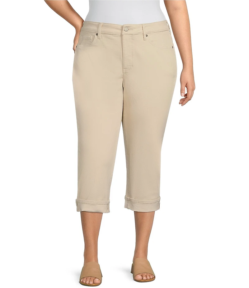 NYDJ Plus Size Marilyn Cool Embrace® Denim Straight Leg Cuffed Cropped Jeans