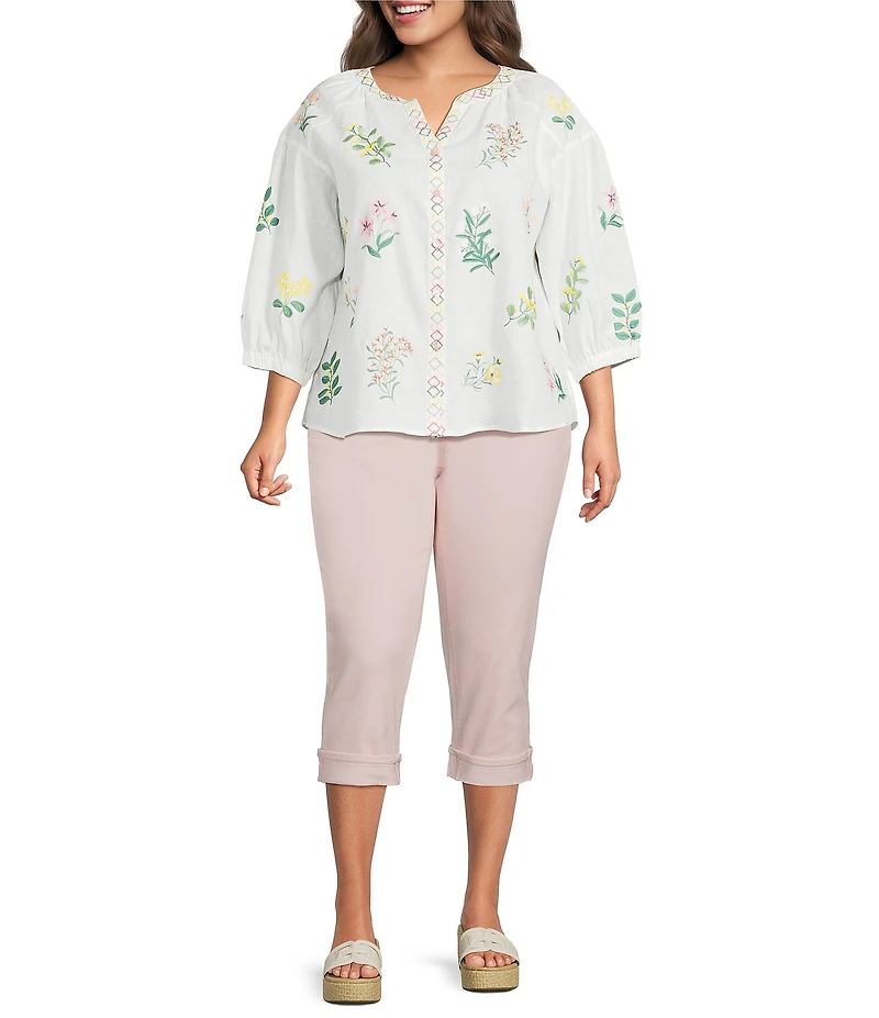 NYDJ Plus Size Marilyn Cool Embrace® Denim Straight Leg Cuffed Cropped Jeans