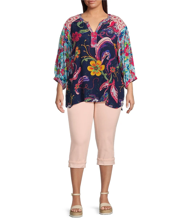 NYDJ Plus Size Marilyn Cool Embrace® Denim Straight Leg Cuffed Cropped Jeans