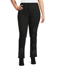 NYDJ Plus Size Marilyn Lift Tuck® Technology Straight Leg Front Embroidery Jeans