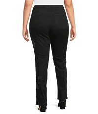 NYDJ Plus Size Marilyn Lift Tuck® Technology Straight Leg Front Embroidery Jeans