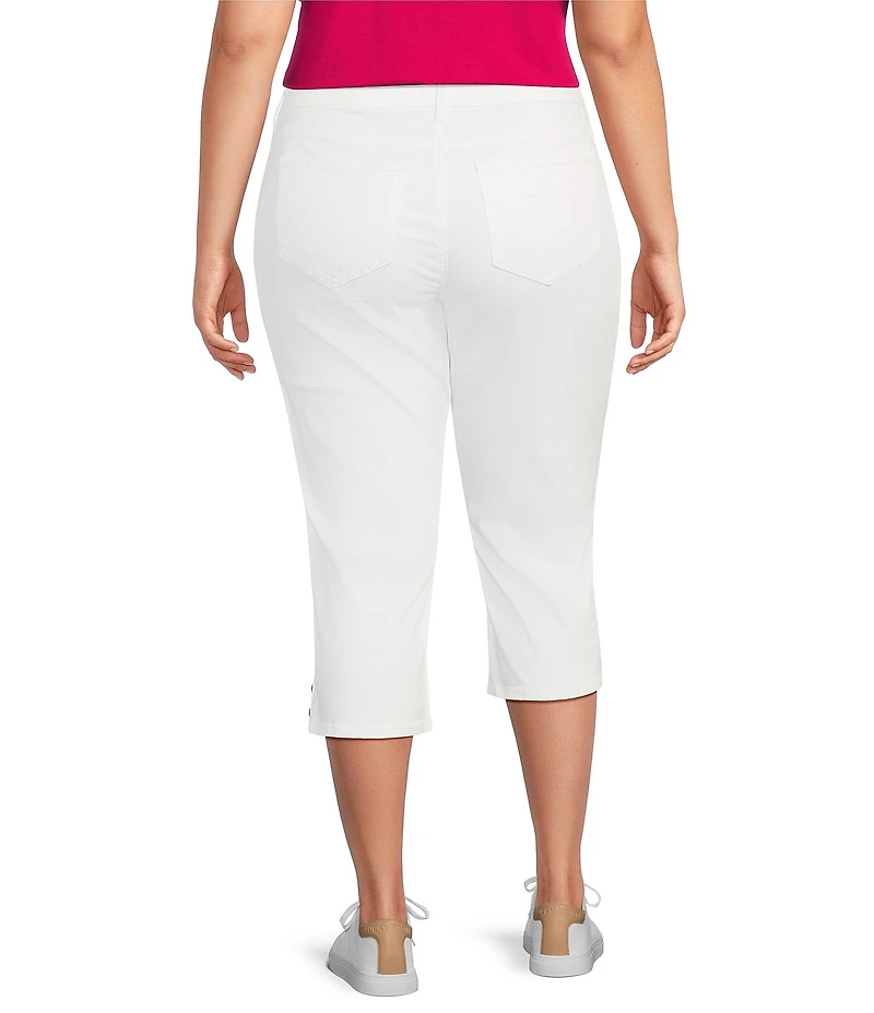 NYDJ Plus Size Marilyn Lift Tuck® Technology Straight Leg Side Button Plackets Hem Crop Jeans