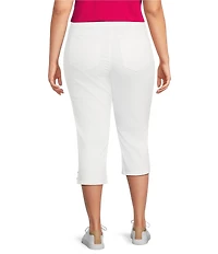 NYDJ Plus Size Marilyn Lift Tuck® Technology Straight Leg Side Button Plackets Hem Crop Jeans