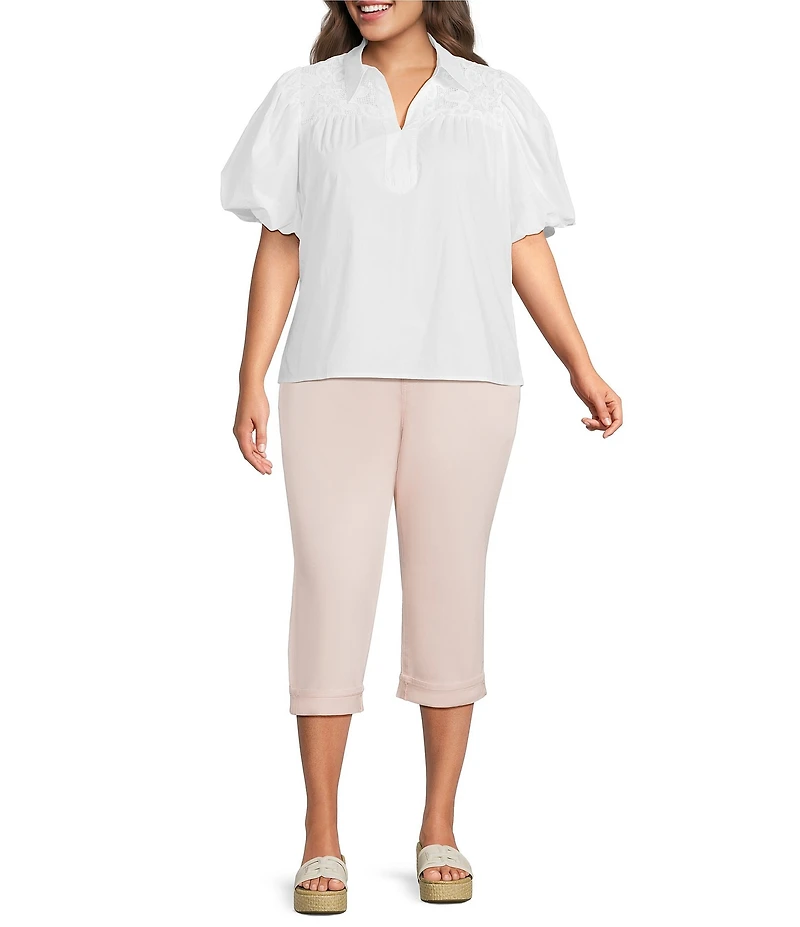 NYDJ Plus Size Marilyn Pink Dust Cuffed Capri Pants