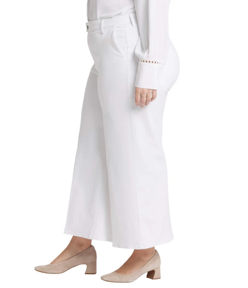 NYDJ Plus Size Mona Solid High Rise Hook-And-Eye Waist Wide Leg Ankle Trouser Jeans