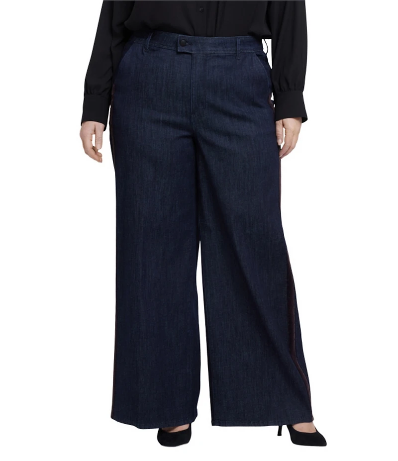 NYDJ Plus Size Mona Stretch Denim High-Rise Wide Leg Trouser Jeans