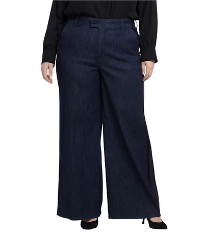 NYDJ Plus Size Mona Stretch Denim High-Rise Wide Leg Trouser Jeans