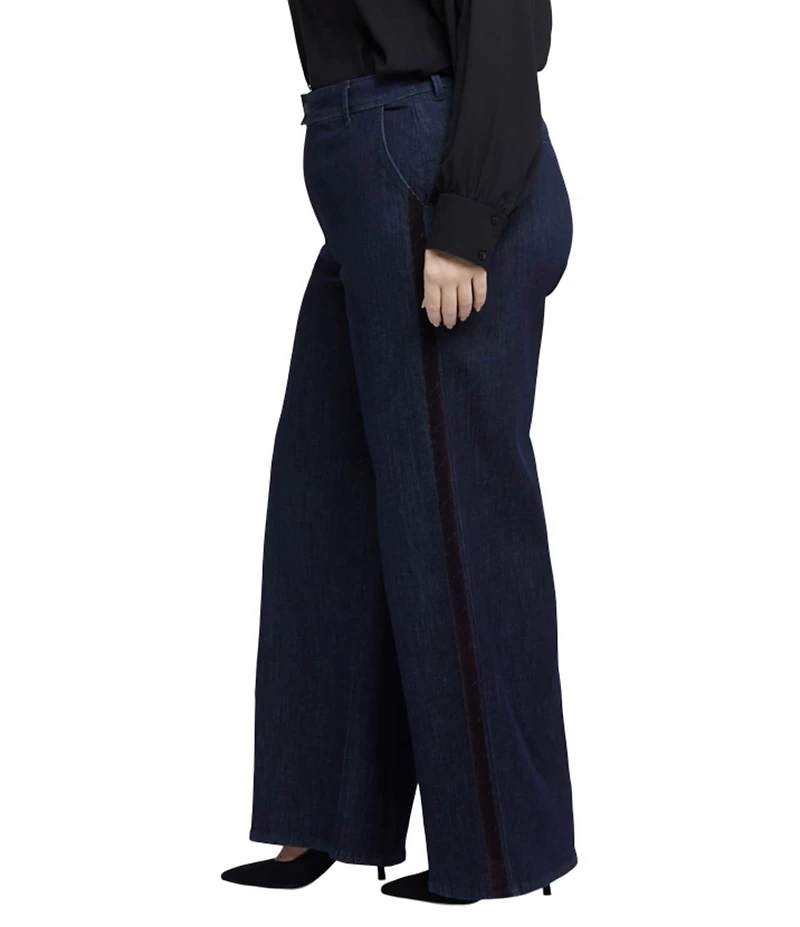 NYDJ Plus Size Mona Stretch Denim High-Rise Wide Leg Trouser Jeans