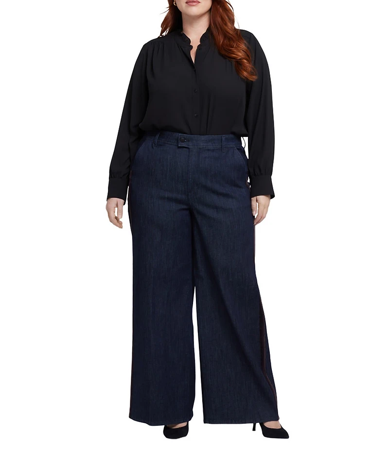 NYDJ Plus Size Mona Stretch Denim High-Rise Wide Leg Trouser Jeans