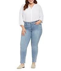 NYDJ Plus Size Sheri Slim Tonal Stitch High Rise 5-Pocket Slim Leg Ankle Jeans