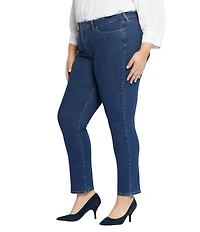 NYDJ Plus Size Sheri Slim Tonal Stitch High Rise 5-Pocket Slim Leg Ankle Jeans