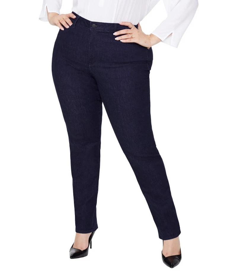NYDJ Plus Size Sheri Slim Tonal Stitch High Rise 5-Pocket Slim Leg Ankle Jeans
