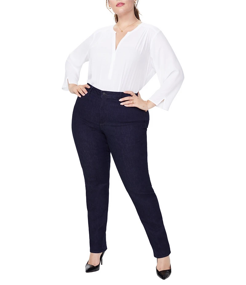 NYDJ Plus Size Sheri Slim Tonal Stitch High Rise 5-Pocket Slim Leg Ankle Jeans