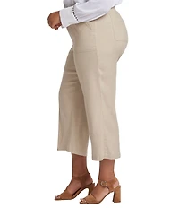 NYDJ Plus Size Stretch Linen Blend High Rise Wide Leg Capri Pants