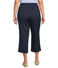 NYDJ Plus Size Stretch Linen Blend High Rise Wide Leg Capri Pants