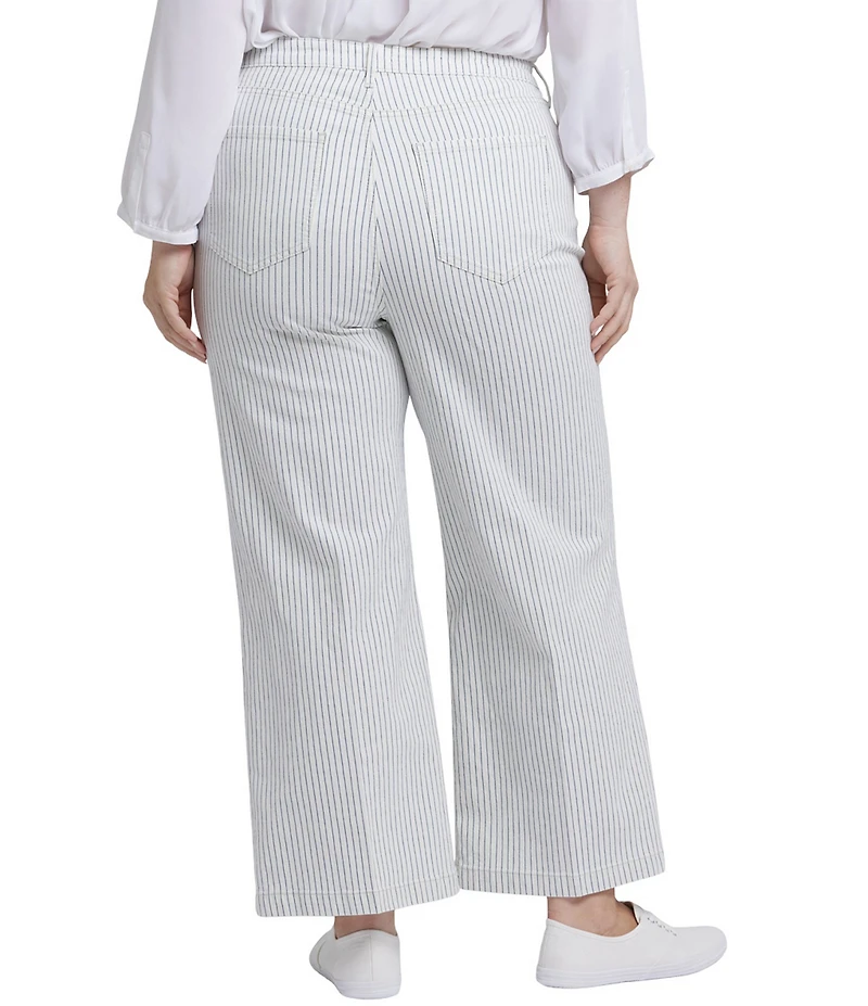 NYDJ Plus Size Teresa High Rise Wide Leg Stripe Ankle Jeans