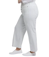 NYDJ Plus Size Teresa High Rise Wide Leg Stripe Ankle Jeans