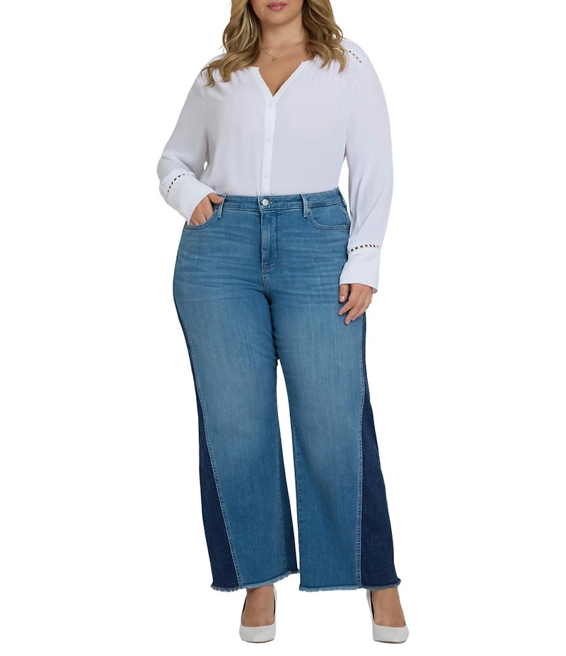 NYDJ Plus Size Teresa Lift Tuck® Technology Stretch Denim Side Panel Wide Leg Jeans