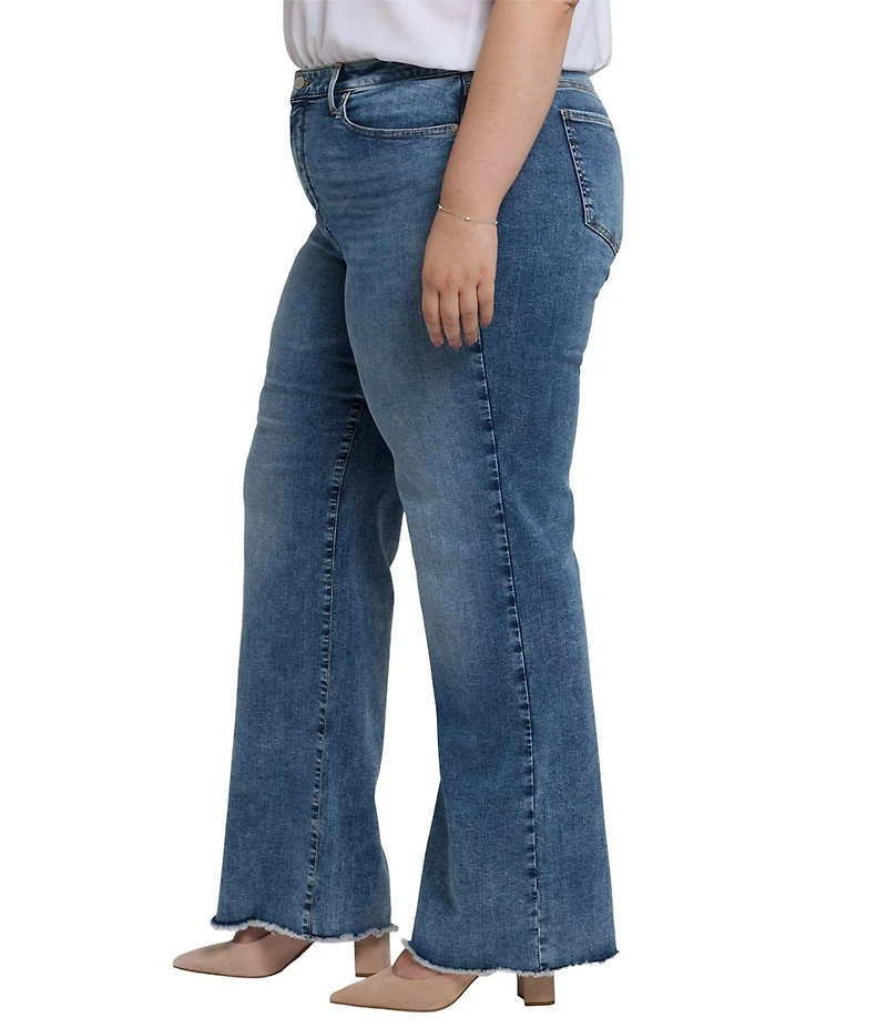 NYDJ Plus Size Teresa Lift Tuck® Technology Wide Leg Frayed Hem Jeans