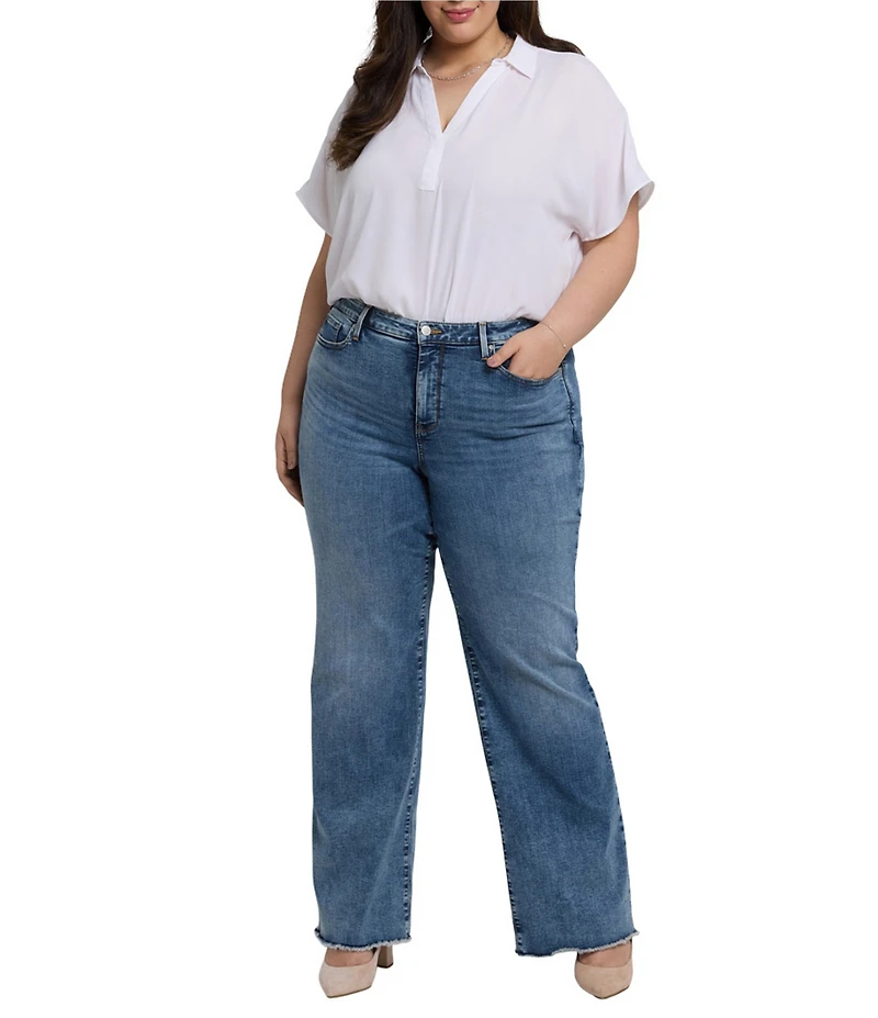 NYDJ Plus Size Teresa Lift Tuck® Technology Wide Leg Frayed Hem Jeans
