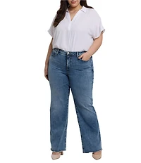 NYDJ Plus Size Teresa Lift Tuck® Technology Wide Leg Frayed Hem Jeans