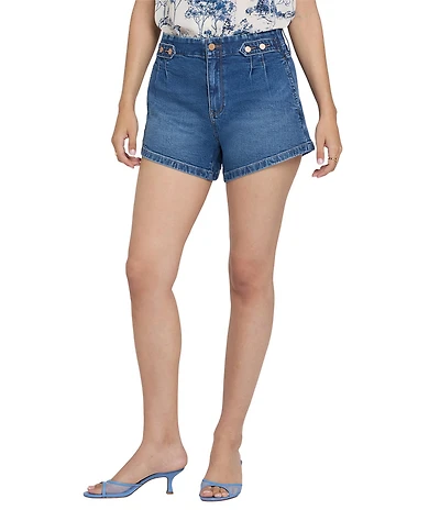NYDJ Seline Stretch Denim High Rise Pleated Front Shorts