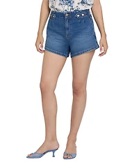 NYDJ Seline Stretch Denim High Rise Pleated Front Shorts