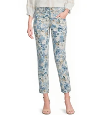 NYDJ Sheri Denim Print Straight Leg Crop Jeans