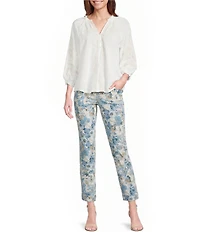 NYDJ Sheri Denim Print Straight Leg Crop Jeans