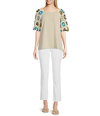 NYDJ Stretch Denim Sheri Slim Straight Fit Mid Rise Jeans